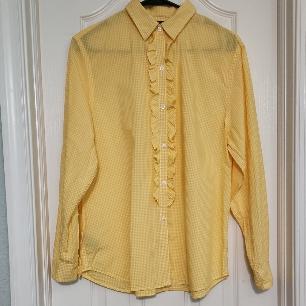 Yellow Ruffled Lauren Ralph Lauren Women's Blouse